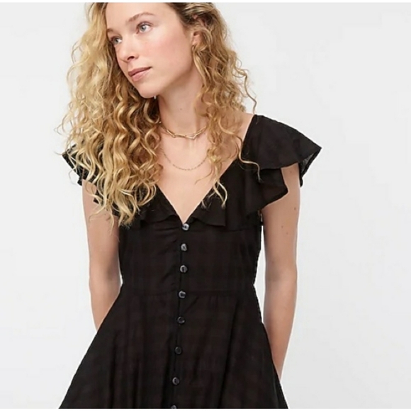 87. NWOT J.Crew Button-up dress in jacquard gingham - Picture 2 of 9